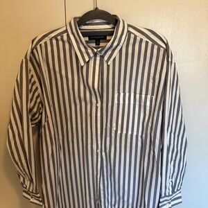 Banana Republic "The Oversized Shirt" Grey Stripe Size L